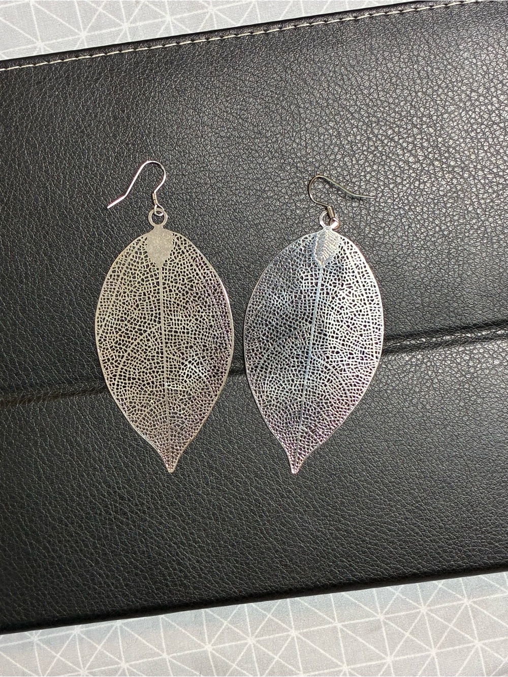 Humble Chic Big Filigree Leaf Silver Earrings